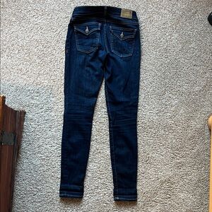 True Religion Women's Deep Indigo Casey Low Rise Super Skinny Jeans, 29” inseam